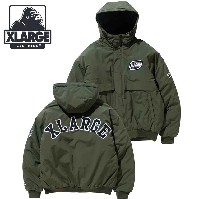 エクストララージ XLARGE メンズ ナイロン パファージャケット  NYLON PUFFER JACKET x-large エックスラージ アウター ブルゾン フーディー OLIVE 