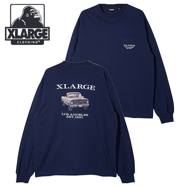 エクストララージ XLARGE メンズ オールドピックアップトラック ロングスリーブポケットTシャツ  OLD PICK UP TRUCK L/S POCKET TEE x-large エックスラージ トップス 長袖 カットソー NAVY