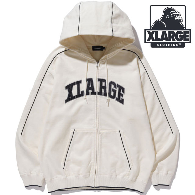 エクストララージ パーカー メンズ 【在庫限り】エクストララージ XLARGE メンズ パイピング ジップアップフーデッド スウェットシャツ [101234012008 HO23] PIPING ZIP UP HOODED SWEATSHIRT x-large エックスラージ トップス フーディ パーカー WHITE【ts】