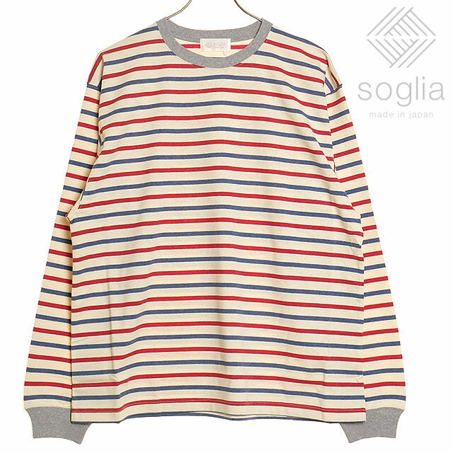 【楽天スーパーSALE限定28%OFF】【ラスト1着】ソリア Soglia オープンエンド ロングスリーブTシャツ [ FW24] Open End Long Sleeve T メンズ・レディース トップス 長袖 日本製 生成りborder【ts】【sp】【e】 正規取扱店【ts】【sp】