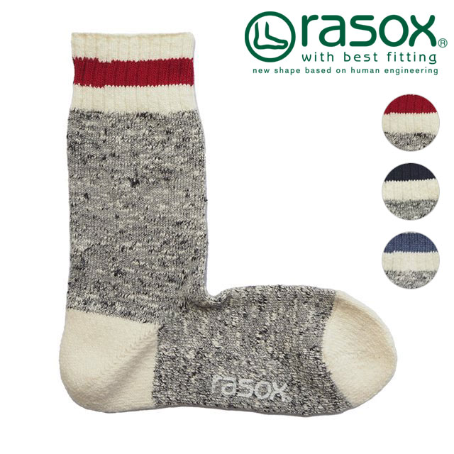 ラソックス rasox 靴下 スラブライン・クルー [CA240CR06 FW24] メンズ・レディース 日本製 杢柄 クルーソックス 【メール便可】 正規取扱店