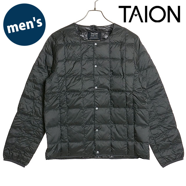 樂天商城 - タイオン TAION クルーネックボタンダウンジャケット [TAION-104 FW24] M CREW NECK DOWN JKT メンズ アウター インナーダウン ベーシック D.CHARCOAL 正規取扱店