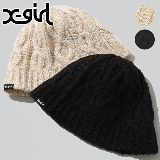 【30%OFF/SALE】エックスガール X-girl ケーブルニットハット [105244051008 FW24WINTER] CABLE KNIT HAT レディース 帽子 ニットバケットハット 【メール便可】 正規取扱店【ts】【e】