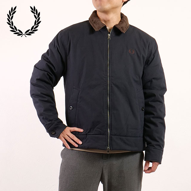 【ポイント10倍】フレッドペリー FRED PERRY コットン カバンジャケット [J8535-608 FW25Q4] COTTON CABAN JACKET メンズ アウター トラックトップ ブルゾン NAVY 正規取扱店