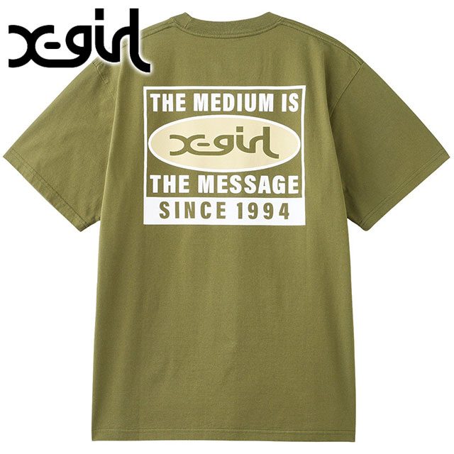 エックスガール X-girl ボックスロゴショートスリーブTシャツ [105258011001 SS25SPOT] BOX LOGO S/S TEE レディース xgirl トップス 半袖 OLIVE 【メール便可】 正規取扱店