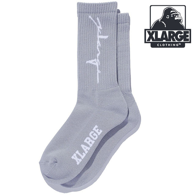 エクストララージ XLARGE ディストーション ロゴソックス [101253054001 FW25] DISTORTION LOGO SOCKS メンズ 靴下 クルーソックス GREY 【メール便可】 正規取扱店