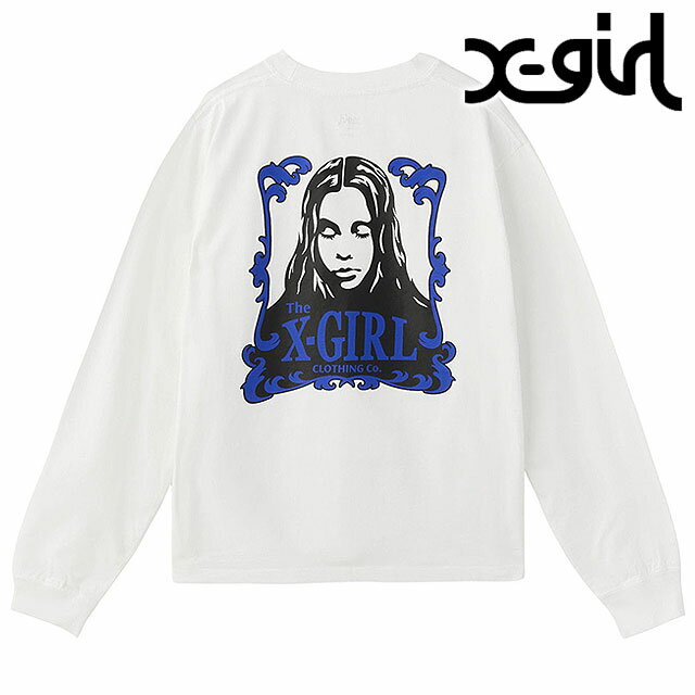 エックスガール X-girl オーナメントフェイス ロングスリーブTシャツ [105253011015 FW25] ORNAMENT FACE L/S TEE レディース xgirl トップス カットソー 長袖 WHITE 【メール便可】 正規取扱店