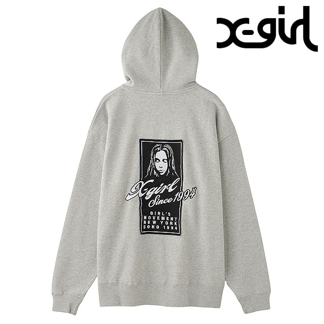 【ポイント10倍】エックスガール X-girl フェイスボックスパッチ ジップアップスウェットフーディー [105253012005 FW25] FACE BOX PATCH ZIP UP SWEAT HOODIE レディース xgirl トップス フルジップ パーカー ASH 正規取扱店