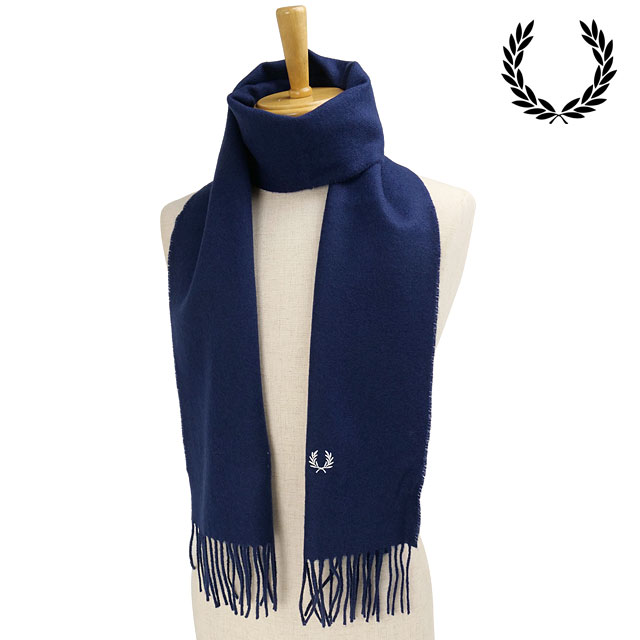 【在庫限り】フレッドペリー FRED PERRY ラムスウールスカーフ [C4126-608 FW25] フレッド・ペリー FREDPERRY LAMBSWOOL SCARF メンズ・レディース 小物 ニットマフラー ストール 防寒 NAVY 正規取扱店【ts】