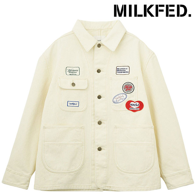 乐天商城 - 【30%OFF/SALE】【ラスト1着】ミルクフェド MILKFED. パッチドカバーオールジャケット [103253021003 FW25] PATCHED COVERALL JACKET レディース ライトアウター ブルゾン シャツジャケット ワッペン OFF-WHITE 正規取扱店【ts】【e】