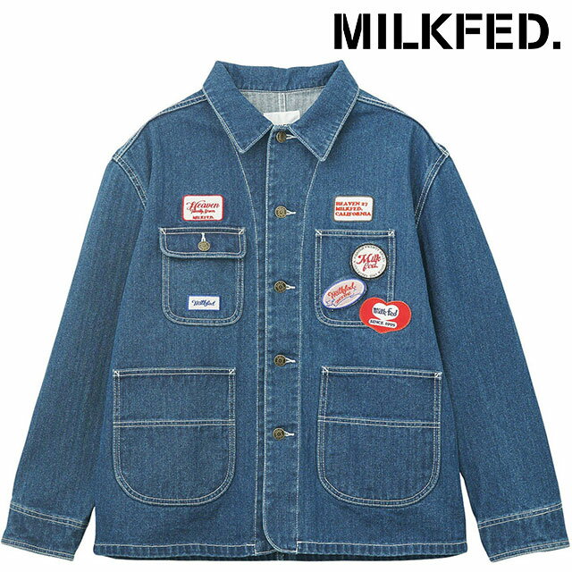 【ポイント10倍】ミルクフェド MILKFED. パッチドカバーオールジャケット [103253021003 FW25] PATCHED COVERALL JACKET レディース ライトアウター ブルゾン シャツジャケット ワッペン LtINDIGO 正規取扱店