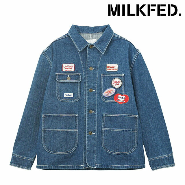 【ポイント10倍】ミルクフェド MILKFED. パッチドカバーオールジャケット [103253021003 FW25] PATCHED COVERALL JACKET レディース ライトアウター ブルゾン シャツジャケット ワッペン LtINDIGO 正規取扱店