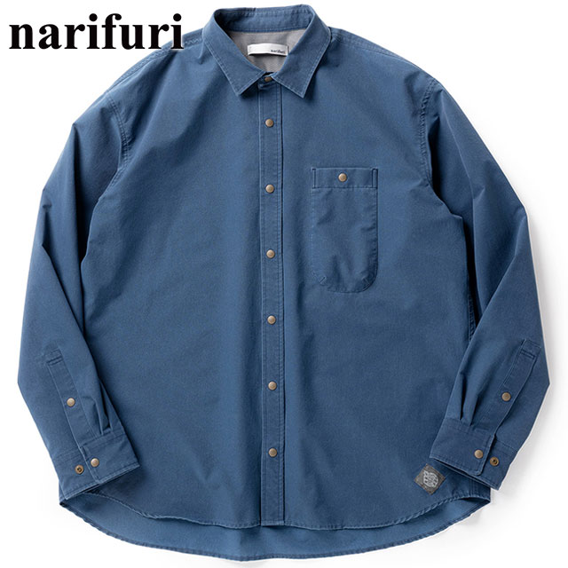 【ポイント10倍】ナリフリ narifuri NFC ピグメントメッシュシャツ [NF4059-084 FW25] メンズ トップス 長袖 ストレッチ アウトドア カジュアル INDIGO 正規取扱店