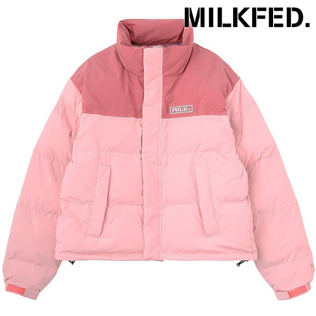 樂天商城 - 【30%OFF/SALE】ミルクフェド MILKFED. バーパッチ パファージャケット [103254021004 FW25] BAR PATCH PUFFER JACKET レディース アウター 中綿ジャケット 防寒 ライトピンク 正規取扱店【ts】【e】