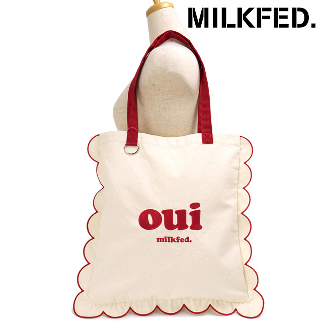 【2/15限定 最大P23倍】ミルクフェド MILKFED. ラッフル トートバッグ [103254053003 FW25] RUFFLE TOTE BAG レディース 鞄 肩掛け キャンバストート オフホワイト 【メール便可】 正規取扱店