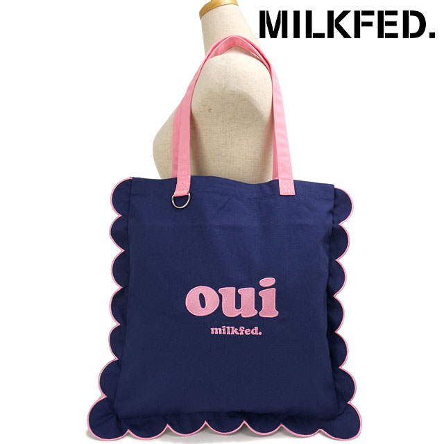 【2/15限定 最大P23倍】ミルクフェド MILKFED. ラッフル トートバッグ [103254053003 FW25] RUFFLE TOTE BAG レディース 鞄 肩掛け キャンバストート ネイビー 【メール便可】 正規取扱店