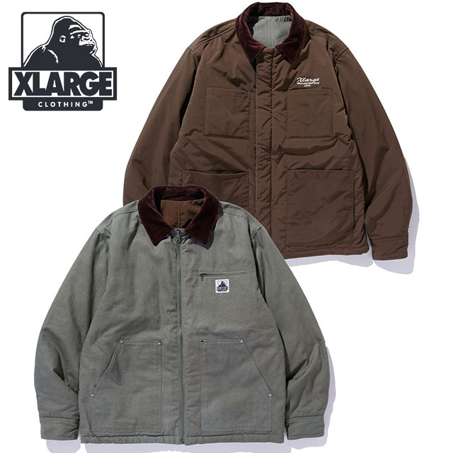 乐天商城 - 【30%OFF/SALE】エクストララージ XLARGE リバーシブル ワークジャケット [101254021003 FW25] REVERSIBLE WORK JACKET メンズ アウター 中綿ジャケット ブルゾン 防寒 チャコール グレー 正規取扱店【ts】【e】
