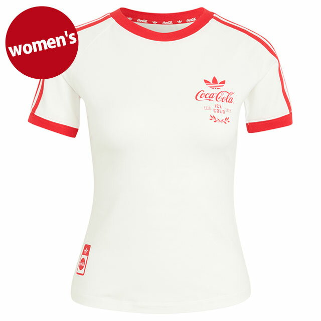 Rakuten - 【最大100%ポイントバック】コラボ アディダス オリジナルス adidas Originals レディース コカ・コーラ スリーストライプ Tシャツ [P4708/KY7559 FW26] COCA-COLA 3 STRIPES TEE トップス 半袖 スポーツtee ラグランスリーブ 白 コアホワイト 【メール便可】 正規取扱店
