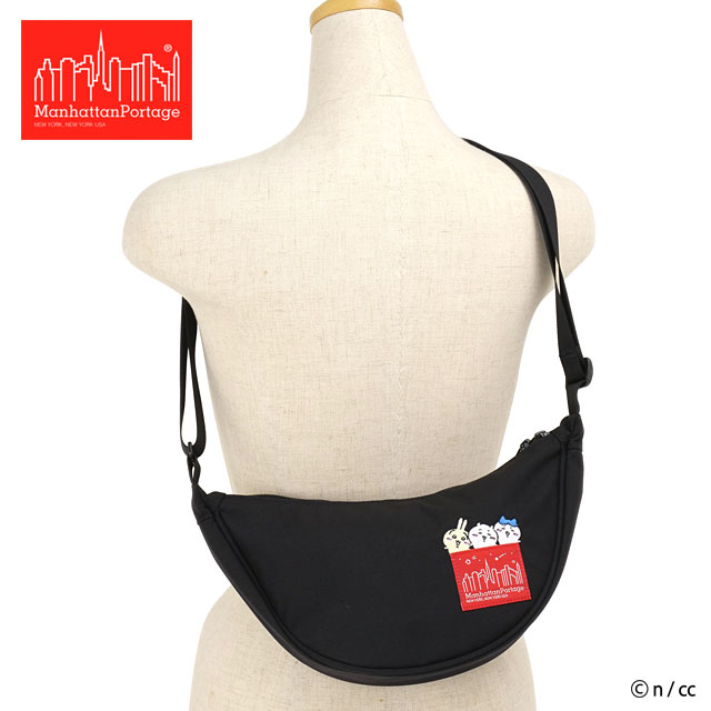 マンハッタンポーテージ Manhattan Portage ちいかわ ショルダーバッグ  BRONCK CRESCENT BAG 500D CORDURA CKW26 メンズ・レディース ハーフムーン ミニ ミニショルダー 小さめ コーデュラナイロン ブラック Black 正規取扱店