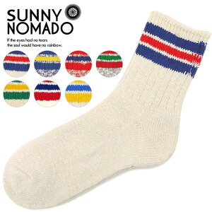 【1/1限定！楽天カードで最大11倍】サニーノマド SUNNY NOMADO 日本製奈良産 綿麻混 靴下 スラブネップ3本ライン ソックスメンズ・レディース [TMSO-004 SS18]【メール便可】