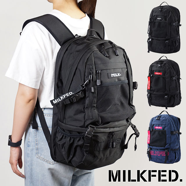 ミルクフェド MILKFED. レディース ネオ エンブロイダリー ビッグ バックパック バー NEO EMBROIDERY BIG BACKPACK BAR リュックサック デイパック スクバ 通学 03192048 【e】