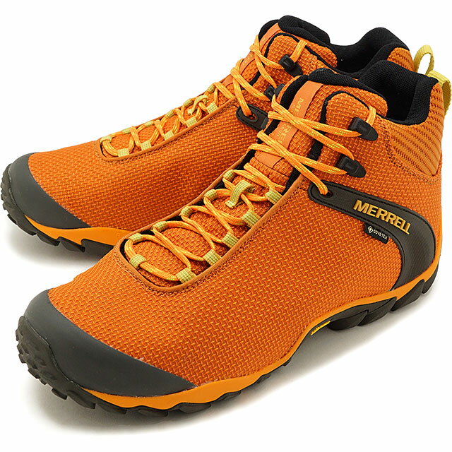 【クーポン対象100円OFF】メレル MERRELL スニーカー カメレオン8 ストーム ミッド ゴアテックス M CHAMELEON 8 STORM MID GORE-TEX [034095 SS20] メンズ アウトドア トレッキングシューズ ハイキング 靴 FLAME オレンジ系【e】