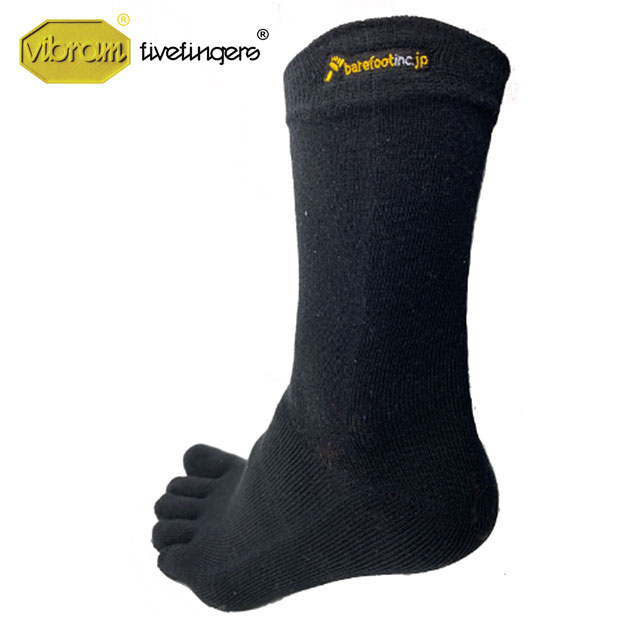 【5/25は楽天カード＆エントリーで最大13倍】ビブラムファイブフィンガーズ Vibram FiveFingers ベアフットソックス ロング 滑り止め無し [20A2001 SS21] メンズ・レディース 日本製 5本指靴下 クルー スニーカーソックス BLACK ブラック系【メール便可】