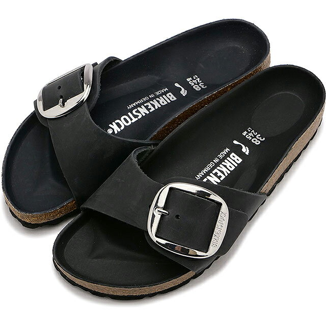 楽天mischief【国内正規販売店】 ビルケンシュトック BIRKENSTOCK レディース マドリッド ビッグバックル オイルドレザー [1006523 SS23] MADRID BIG BUCKLE ドイツ製 コンフォートサンダル 健康サンダル BLACK | NATURAL LEATHER OILED 黒 ブラック系