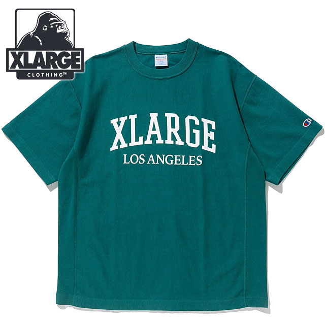 エクストララージ XLARGE メンズ チャンピオン リバースウィーブショートスリーブ Tシャツ  XLARGE×Champion REVERSE WEAVE S/S TEE x-large エックスラージ トップス 半袖 GREEN