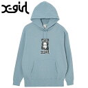 エックスガール X-girl レディース グランジフェイス スウェットフーディー  GRUNGE FACE SWEAT HOODIE xgirl トップス パーカー BLUE