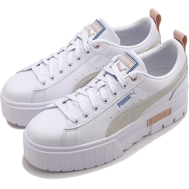 【25％OFF／SALE】【ラスト1足】プーマ PUMA レディース スニーカー メイズ レザー ウィメンズ [381983-45 SS24] 靴 レトロ 厚底シューズ プーマホワイト/ゼンブルー【ts】【e】