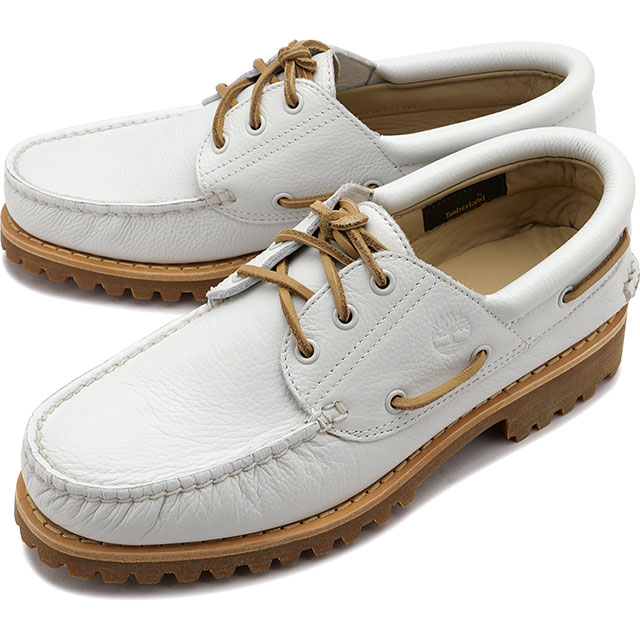 ティンバーランド Timberland メンズ オーセンティック 3アイ クラシック  M Authentics 3 Eye Classic 靴 モカシン デッキシューズ フルグレインレザー WHITE-FULL-GRAIN