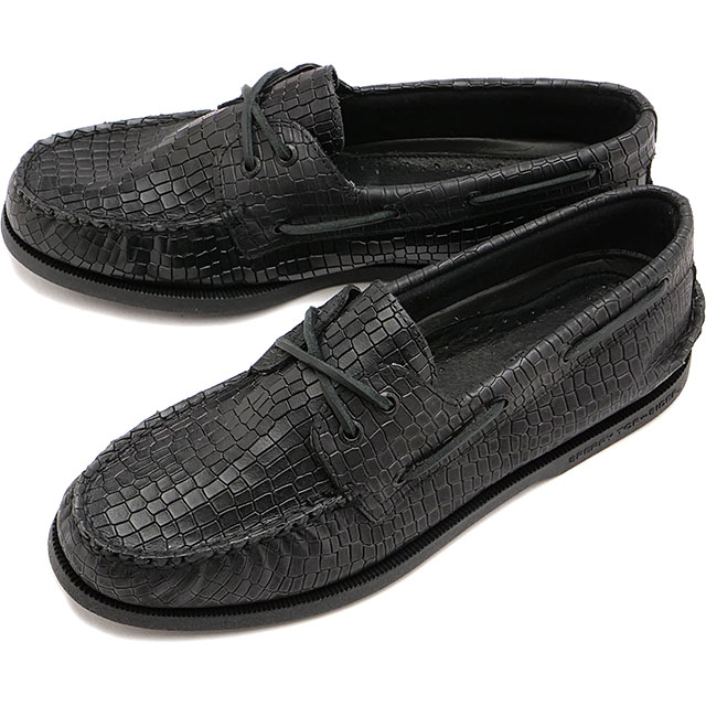 スペリートップサイダー SPERRY TOP-SIDER メンズ デッキシューズ エムアーオー ツーアイ クロコ[STS25289 SS24] MA/O 2EYE CROC 靴 クロコダイル型押し BLACK