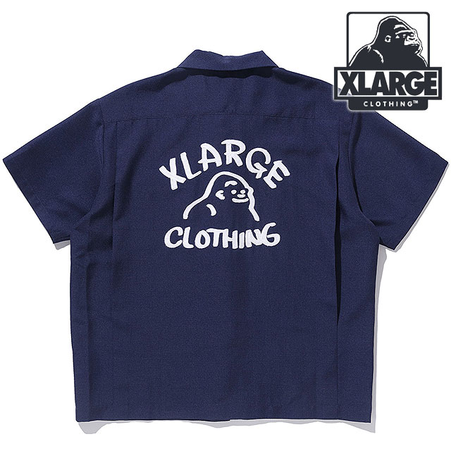 エクストララージ XLARGE メンズ ドローイング OG ショートスリーブ ワークシャツ  DRAWING OG S/S WORK SHIRT x-large エックスラージ トップス 半袖シャツ NAVY