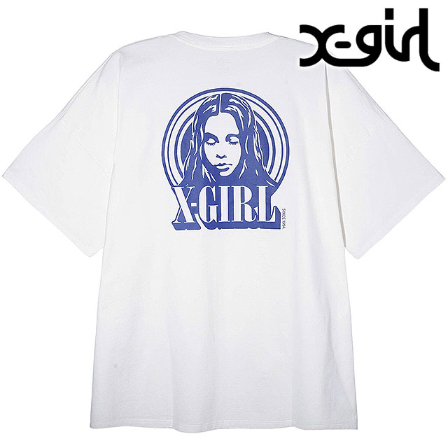 エックスガール X-girl レディース サークルバックグラウンドフェイスロゴ ショートスリーブ ビッグティードレス  CIRCLE BACKGROUND FACE LOGO S/S BIG TEE DRESS トップス 半袖 Tシャツワンピース ティーワンピ WHITE