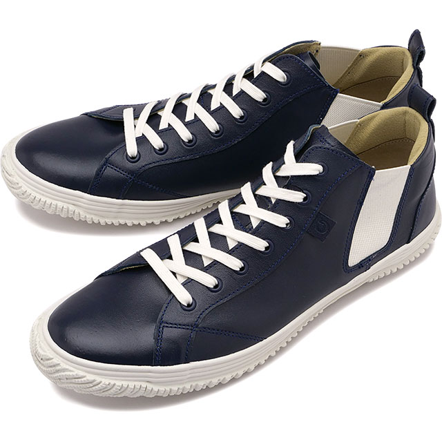 【最大100%ポイントバック】返品交換送料無料 スピングル SPINGLE スニーカー サイドゴア [SP442-216 SS25] SP-442 メンズ・レディース 日本製 カンガルーレザー Deep-Navy 正規取扱店