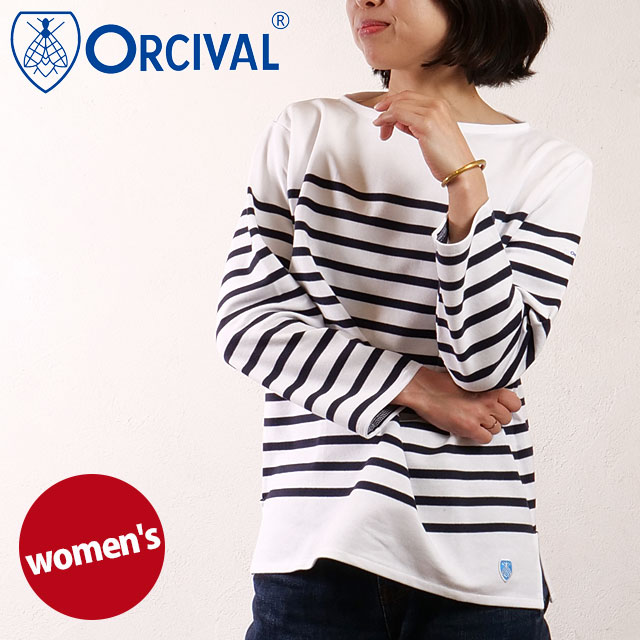 【12/1限定 最大P28倍】オーシバル ORCIVAL ボートネック ロングスリーブプルオーバー [#6803 SS25] BOAT NECK L/S P.O. フランス製 レディース トップス カットソー 長袖Tシャツ ボーダー WHITE/PIRATE 正規取扱店(4)