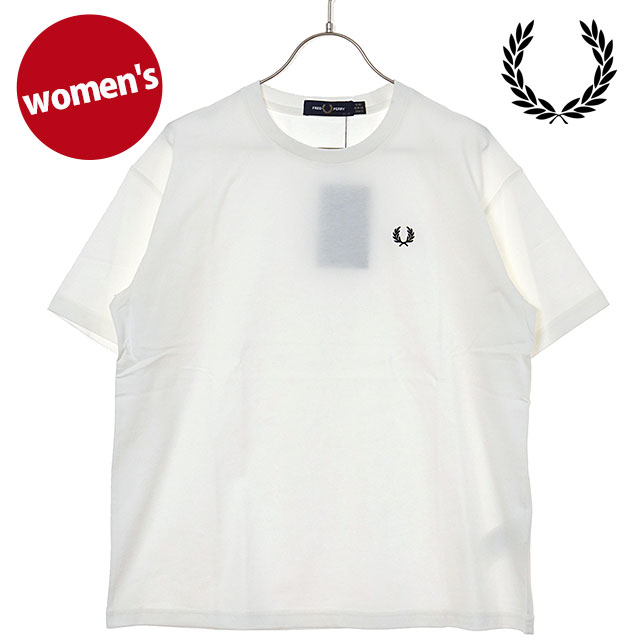 【最大100%ポイントバック】フレッドペリー FRED PERRY クルーネックTシャツ [G1142-129 SS25] CREW NECK T-SHIRT レディース トップス 半袖 コットンジャージー SNOW-WHITE 【メール便可】 正規取扱店