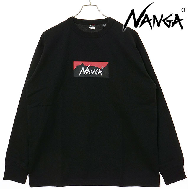 【最大100%ポイントバック】ナンガ NANGA エコハイブリッド ボックスロゴ ロングスリーブTシャツ [NW2431-1E150 SS25] ECO HYBRID BOX LOGO L/S TEE メンズ トップス カットソー 長袖 アウトドア BLK 正規取扱店