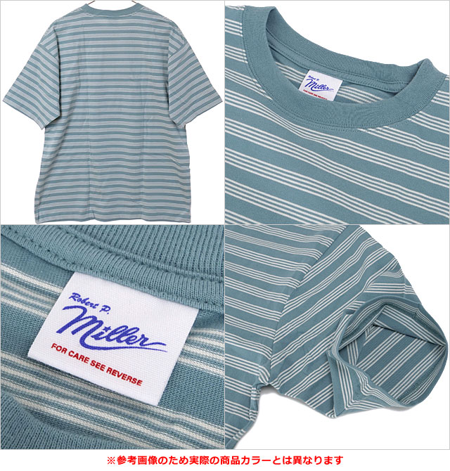【20%OFF/SALE】【ラスト1着】ロバートピーミラー Robert P. Miller USAコットンTシャツ [135C SS25] USA cotton T-shirt メンズ トップス 半袖 リブ編み ストライプ WHT-GN 【メール便可】 正規取扱店【ts】【e】 3