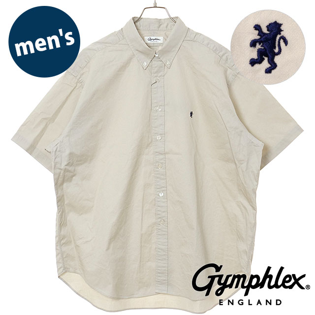乐天商城 - 【4/25限定 最大P37倍】ジムフレックス Gymphlex ボタンダウンシャツ ショートスリーブ [#GY-B0248 BIT SS25] B.D. SHIRT S/S メンズ スポーツファッション トップス 半袖 カジュアルシャツ SAND-BEIGE(NAVY) 正規取扱店