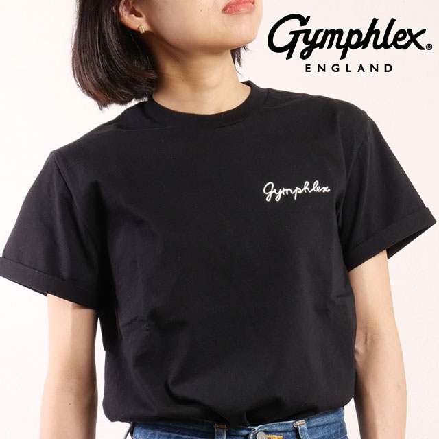 樂天商城 - 【最大100%ポイントバック】ジムフレックス Gymphlex ショートスリーブ Tシャツ [#GY-C0446 COM SS25] S/S T-SHIRT メンズ・レディース スポーツファッション トップス 半袖 定番 ロゴ刺繍 BLACK(WHITE) 【メール便可】 正規取扱店