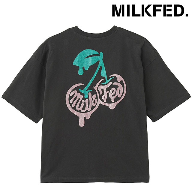 【20%OFF/SALE】【ラスト1着】ミルクフェド MILKFED. グリッターメルティチェリーズ ショートスリーブTシャツ [103252011005 SU25] GLITTER MELTY CHERRIES S/S TEE レディース トップス カットソー 半袖 CHARCOAL 【メール便可】 正規取扱店【ts】【e】