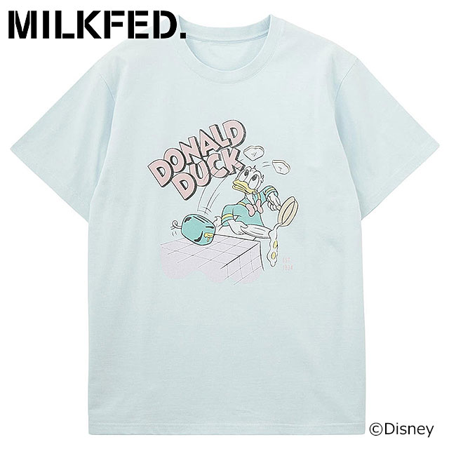 【楽天スーパーSALE限定28%OFF】ミルクフェド MILKFED. ドナルドダック / クッキング ショートスリーブTシャツ [103252011024 SS25SPOT] DONALD DUCK / COOKING S/S TEE レディース カットソー 半袖 Disney ディズニー LtBLUE 【メール便可】 正規取扱店【ts】【sp】【e】