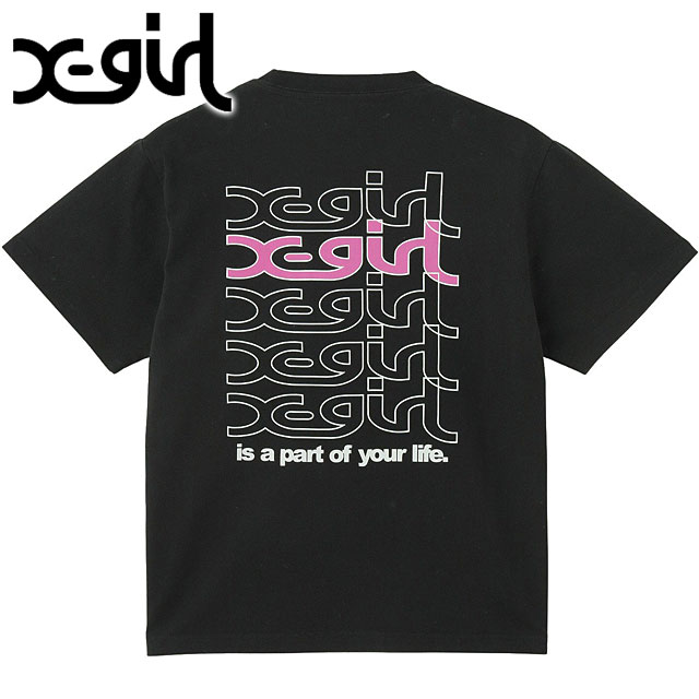 【20%OFF/SALE】エックスガール X-girl リピートミルズロゴ ショートスリーブTシャツ [105252011005 SU25] REPEAT MILLS LOGO S/S TEE レディース トップス 半袖 xgirl BLACK ブラック 黒 【メール便可】 正規取扱店【ts】【e】