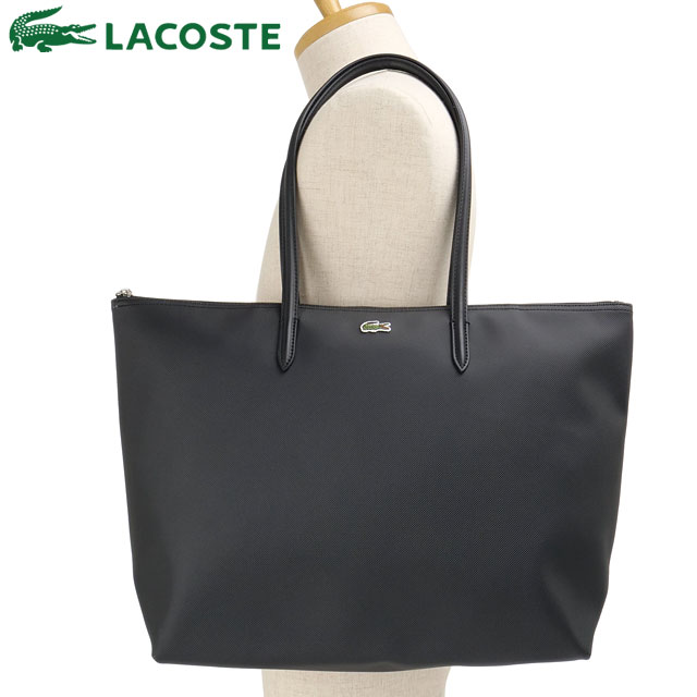 樂天商城 - 【最大100%ポイントバック】ラコステ LACOSTE L.12.12 コンセプト プチピケ ラージ トートバッグ [NF1888PM-000 SS26] メンズ・レディース ユニセックス ファスナー開閉 肩掛けカバン ビジネス タウン ブラック 正規取扱店