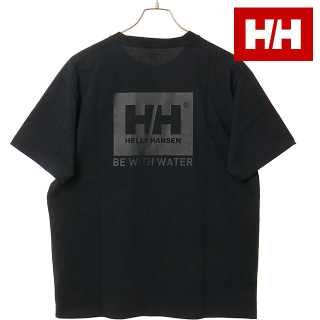 乐天商城 - 【最大100%ポイントバック】ヘリーハンセン HELLY HANSEN Tシャツ メンズ ショートスリーブビーウォーターロゴティー [HOE62623-K SS26] S/S Be With Water Logo Tee ユニセックス トップス 半袖 バックプリント ポケットTee 黒 ブラック 【メール便可】 正規取扱店
