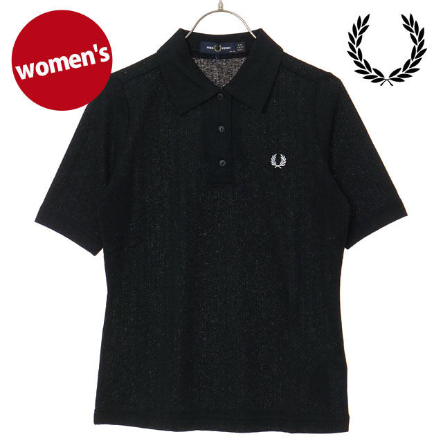 【4/25限定 最大P37倍】フレッドペリー FRED PERRY レディース シアーリブポロシャツ [G2168-102 SS26] SHEER RIB POLO SHIRT トップス 半袖 ブラック BLACK 正規取扱店