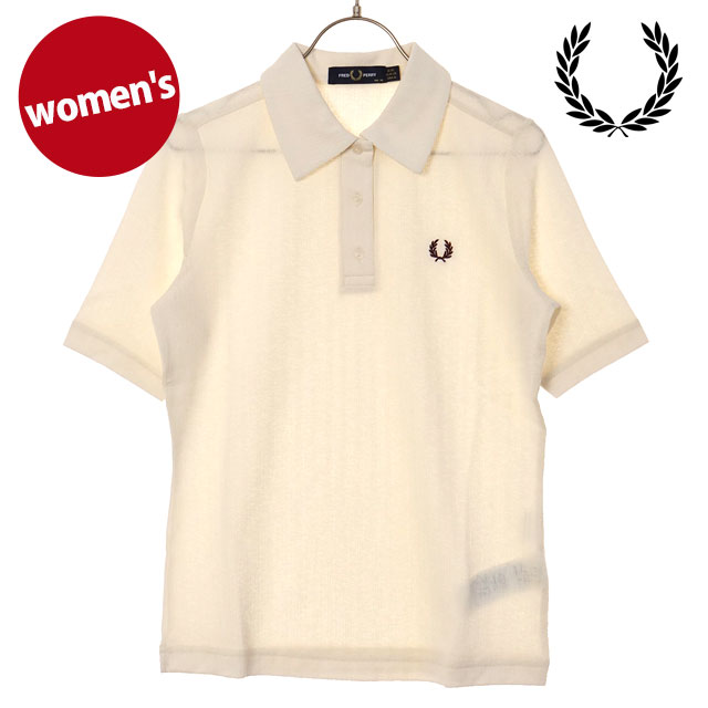 樂天商城 - 【最大100%ポイントバック】フレッドペリー FRED PERRY レディース シアーリブポロシャツ [G2168-560 SS26] SHEER RIB POLO SHIRT トップス 半袖 ホワイト系 ECRU 正規取扱店
