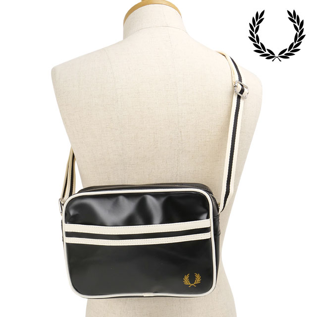 樂天商城 - 【最大100%ポイントバック】フレッドペリー FRED PERRY クラシックミニショルダーバッグ [L2168-D57 SS26] 2L CLASSIC MINI SHOULDER BAG メンズ・レディース ユニセックス 鞄 ワンショルダー ブラック BLACK/ECRU 正規取扱店